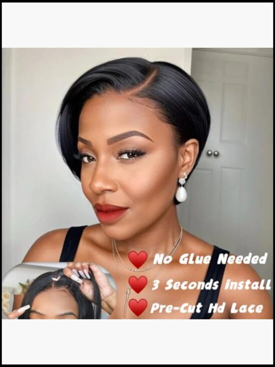 Short Pixie Cut Wig Human Hair 5X5 HD Lace Straight Wear and Go Glueless Pre main image 4